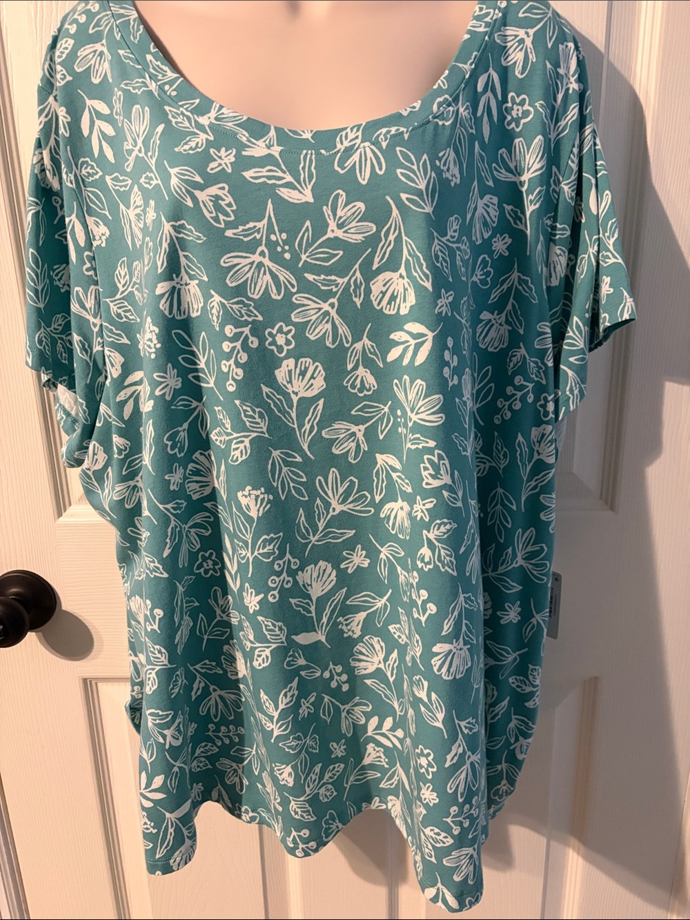 NWT Sleep Sense Floral Scoop Neck Short Sleeve PJ Lounge Top Size 3X
